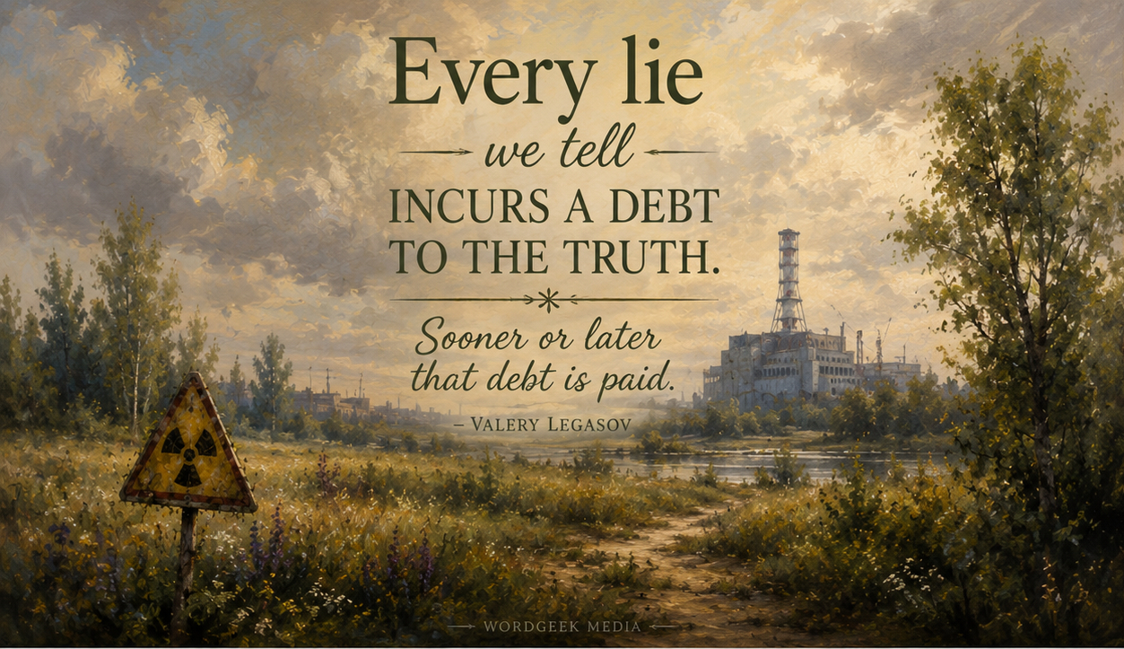WordGeek Media artwork inspired by Valery Legasov and the cost of lies.